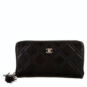 CHANEL CC Quilted Lambskin Double Stich Fringe Wallet